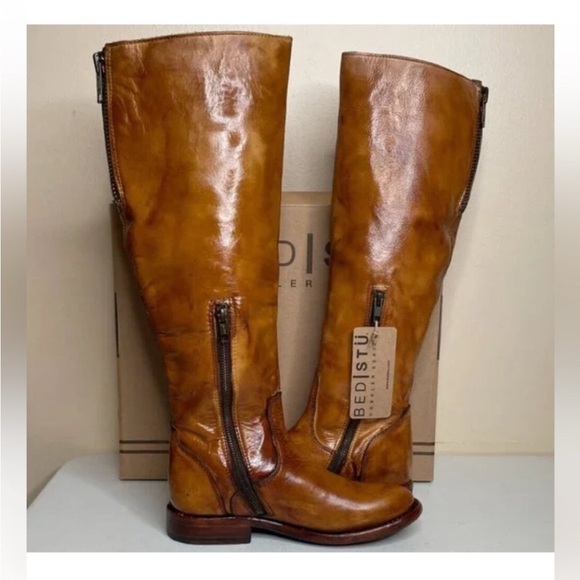 BED|STU NWT beautiful Tess Windsor Tan Glaze Distressed Tall Riding Boot - Picture 2 of 10